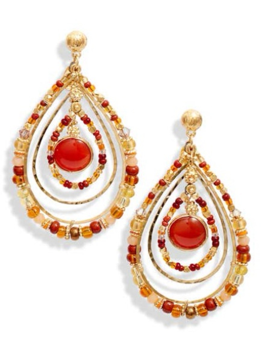 Gold plated Quartz and glass beaded earrings by Gas Bijoux